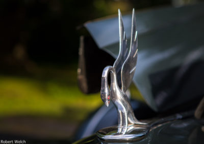 hood ornament of a '39 Packard auto