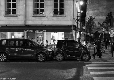 packed cars one night on a Paris street