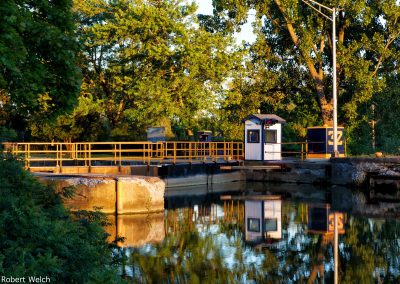 Erie Canal lock at golden hour