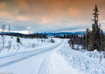 snow covered road in northern Sweden