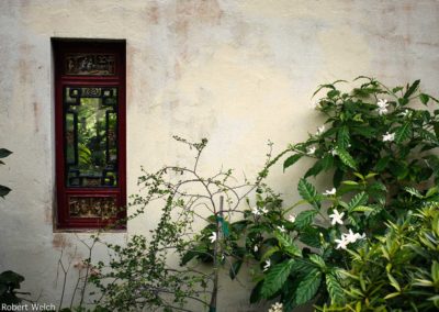 window in a garden wall in Florida