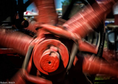 spinning red flywheel