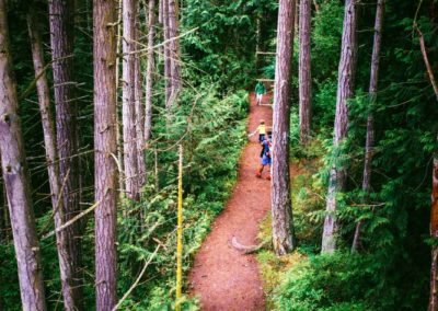 "elevated view of a trail through the forest at Deception Pass in Washington state"
