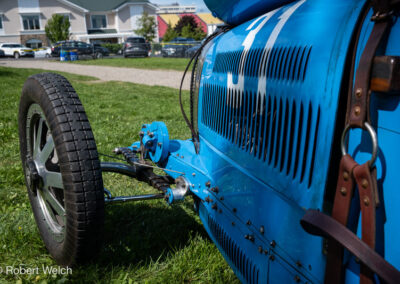 "quarter view of Bugatti T26 vintage race car"