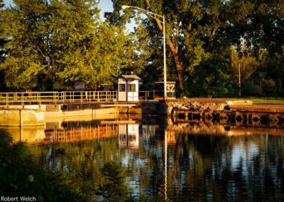 golden hour at an Erie Canal lock in Pittsford NY